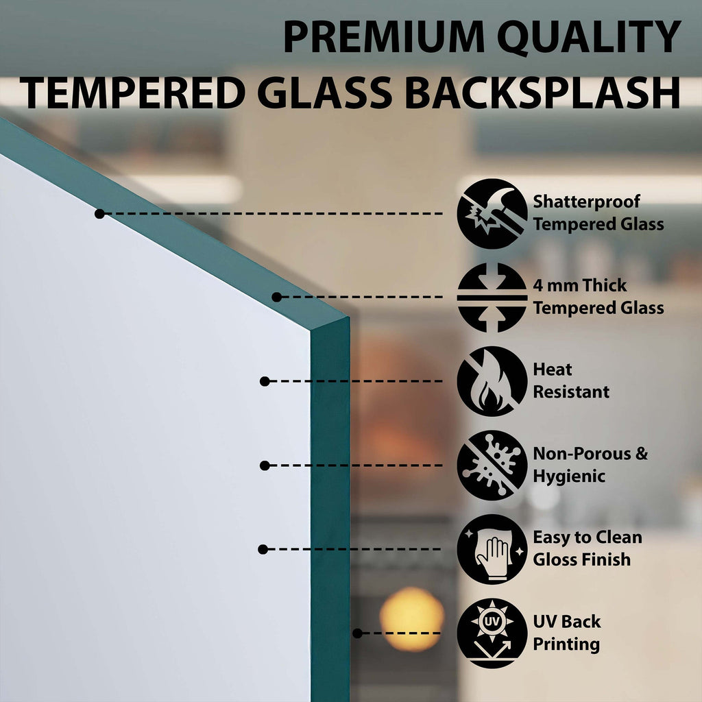 Hummingbird Harmony – Tempered Glass Kitchen Backsplash – Stained Glass Look Splashback