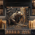 Copper Look Bear Tempered Glass Backsplash – Rustic Kitchen Backsplash Behind Stove
