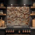 Copper Vine – Tempered Glass Backsplash for Kitchen – Copper Look Glass Backsplash