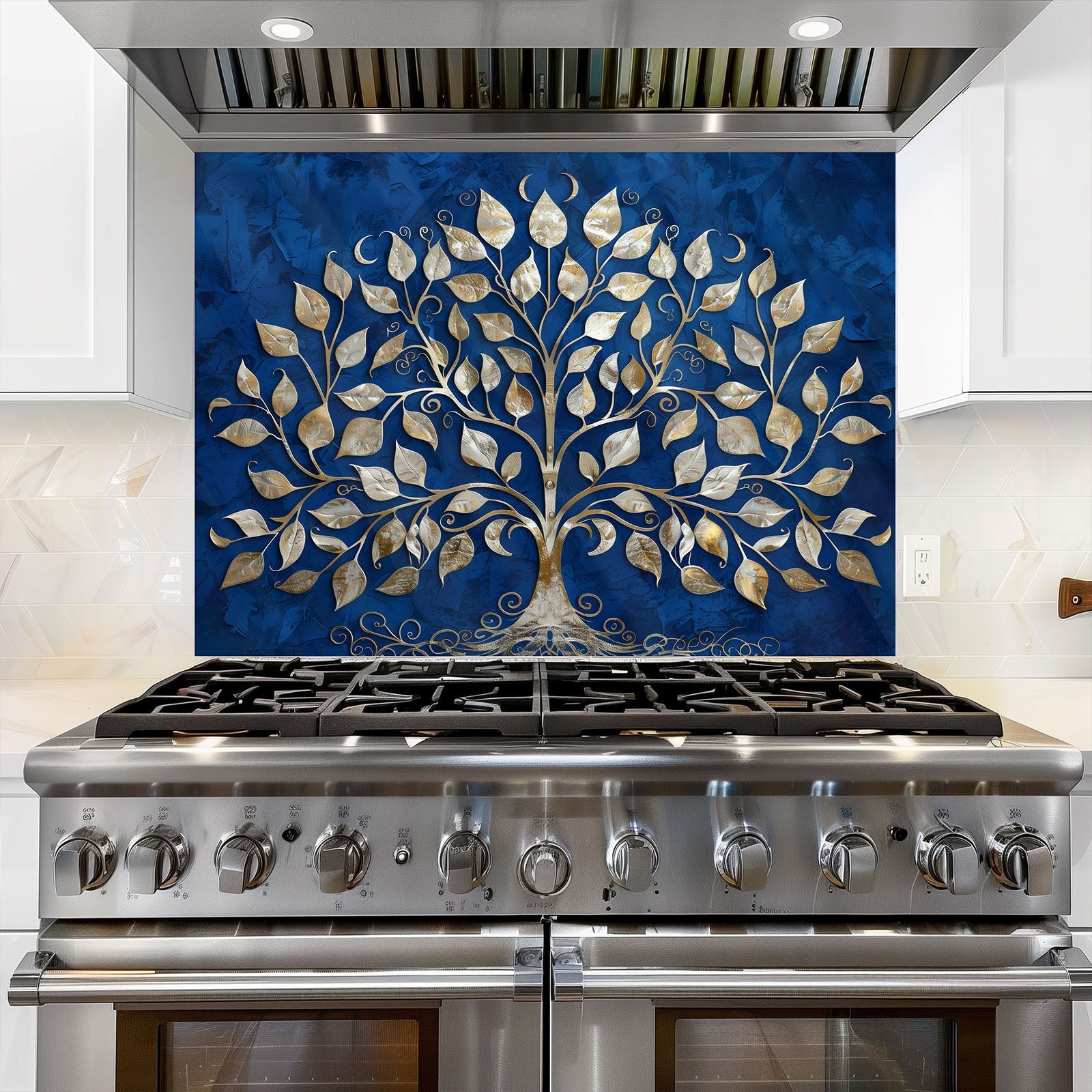 Golden Midnight Tempered Glass Backsplash – Kitchen Backsplash for Stove